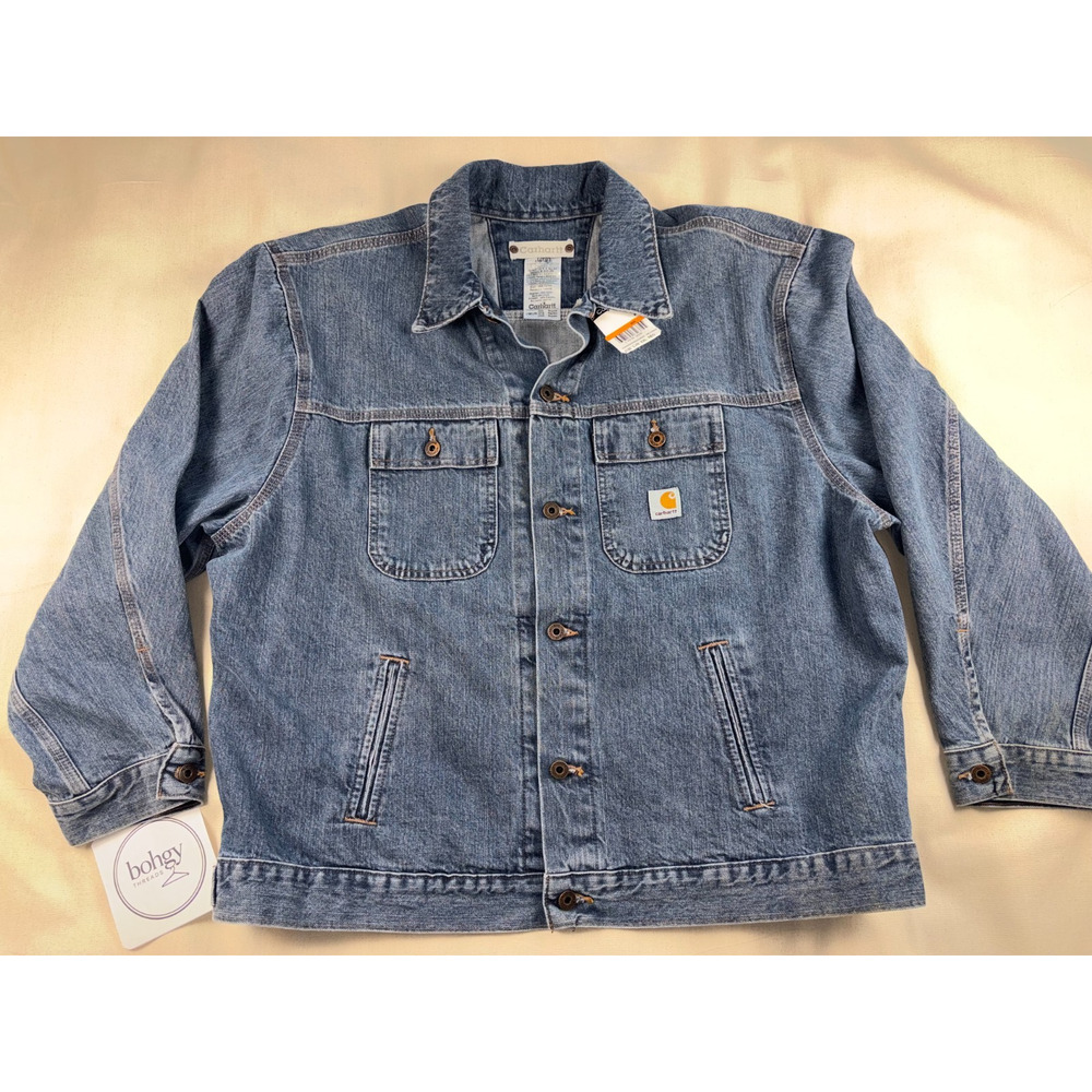 Carhartt Denim Jacket NWT Mens XXL Blue Workwear Jean Jacket Vtg Style Mfg. 2008